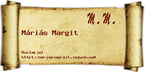 Máriás Margit névjegykártya